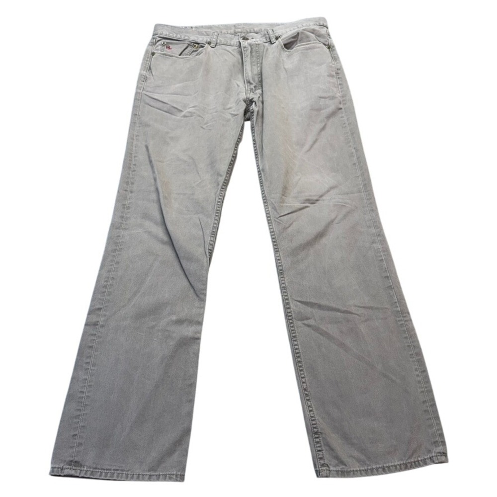 Polo Ralph Lauren Pants Mens 36x32 Straight Leg Gray Cotton Dungarees Casual 90s